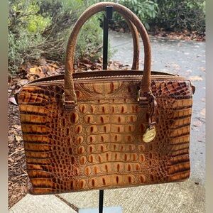 Vintage Brahmin Tan Crocodile Embossed Satchel